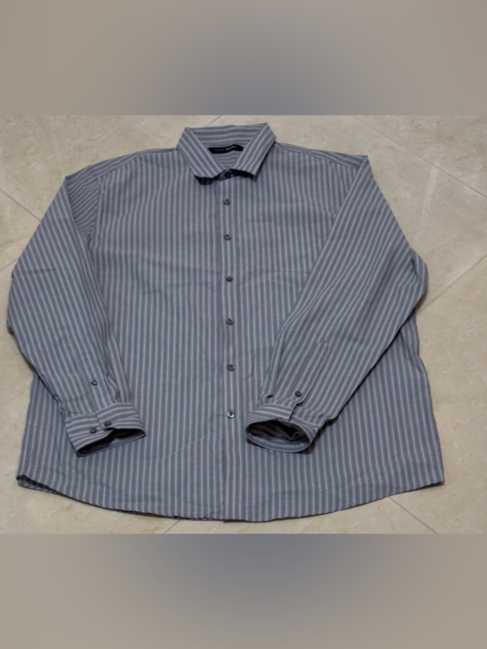 John Henry Men's Gray Striped Long-Sleeve Dress Shirt button down XXL New